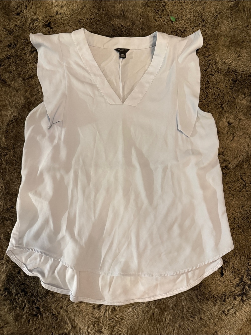 Ann Taylor White V-Neck Ruffle Sleeve Camisole